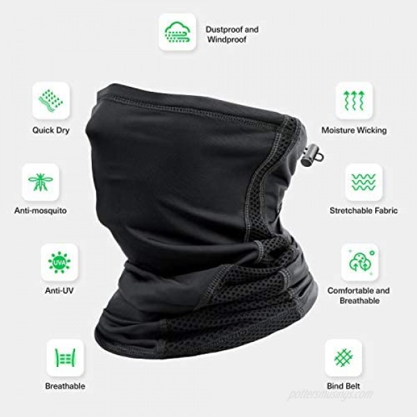 Neck Gaiter Drawstring Cooling Breathable Face Cover Lightweight for Men Women