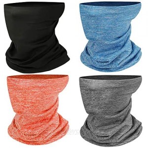 Neck Gaiter Reusable Face Cover Scarf Neck Face Mask for Men and Women Breathable Face Gaiters Masks for Sun UV Dust Wind Protection (Black Blue Gray Orange - 4 Pack)