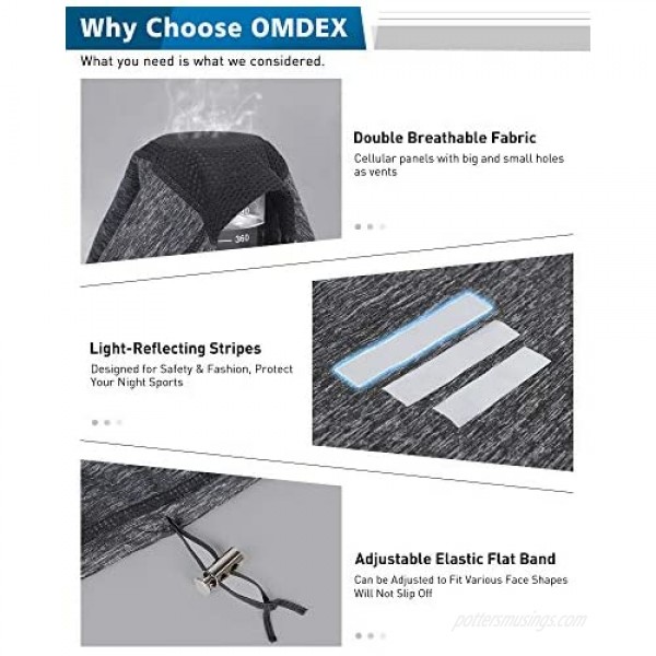 OMDEX 3Pcs Adjustable Neck Gaiter with Filter UPF 50 Face Cover - UV Sun Protection Warmer Windproof Bandanas Breathable Scarf for Men & Women Outdoor Sports