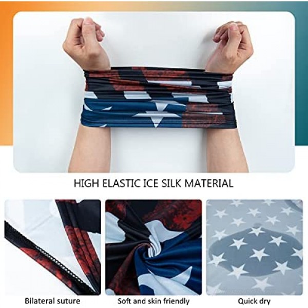 Reusable Neck Gaiter Face Cover Bandana 6 Styles American Flag Face Scarf