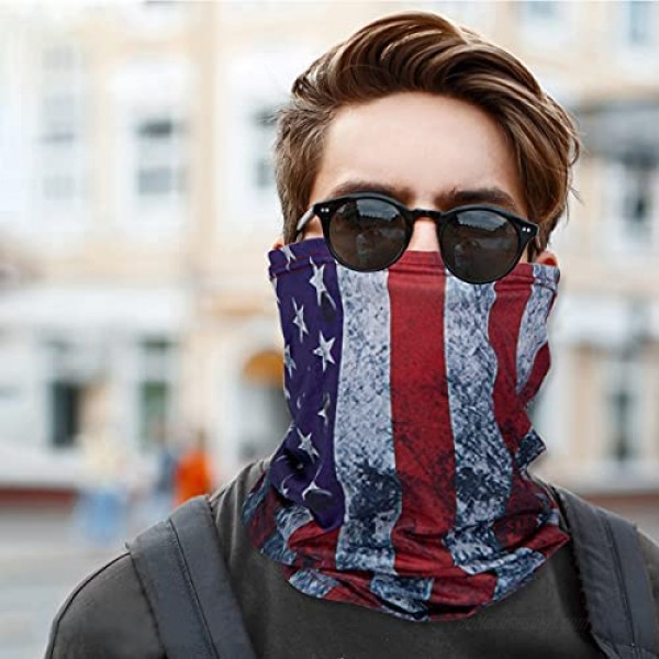 Reusable Neck Gaiter Face Cover Bandana 6 Styles American Flag Face Scarf