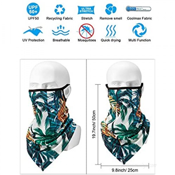 SATINIOR 5 Pieces Summer Face Cover Bandana Ear Loops Neck Gaiter Headwear Sports Scarf Headband for Women Men