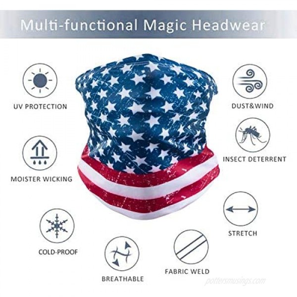 Sun UV Protection American Flag Youth Face Scarf Mask Bandanas Men Women Neck Gaiter Scarf Headwear for Winter Outdoor Sports