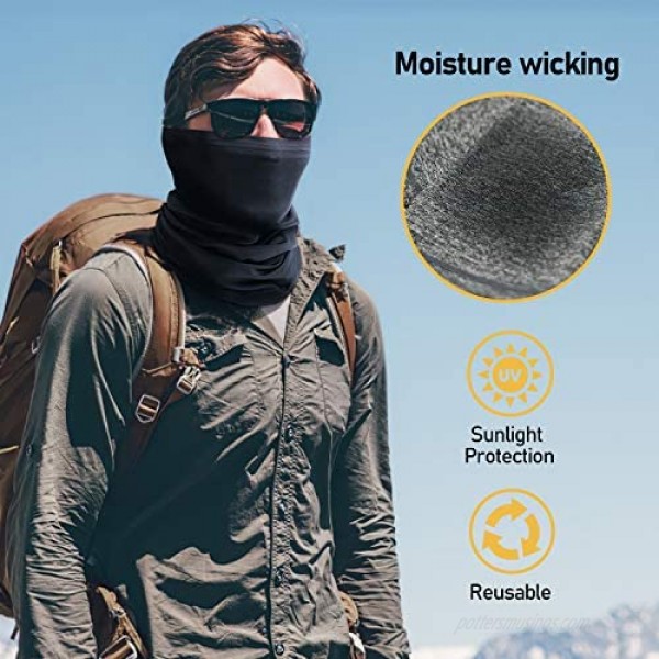 TICONN Neck Gaiter Face Cover Scarf (Heather Gray 2-Pack) Summer Cool Breathable Lightweight Sun & Wind-proof for Fishing Hiking Running Cycling