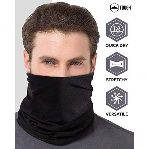 Tough Headwear Neck Warmer - Winter Fleece Neck Gaiter Ski Tube Scarf & Snowboard Half Face Mask Cover & Shield for Cold Weather Running Skiing & Snowboarding for Men & Women - Thermal & Windproof