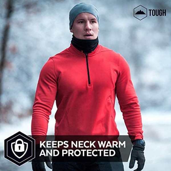 Tough Headwear Neck Warmer - Winter Fleece Neck Gaiter Ski Tube Scarf & Snowboard Half Face Mask Cover & Shield for Cold Weather Running Skiing & Snowboarding for Men & Women - Thermal & Windproof