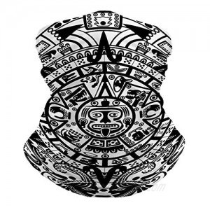 WXUEH Summer Cooling Neck Gaiter Mask Mayan Aztec Calendar Reusable Face Cover Scarf UV Protection Breathable Bandana Seamless Balaclavas Headband Headwear for Outdoors Sports White 50x25cm