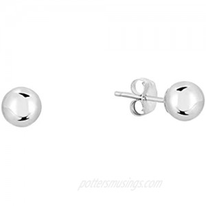14k White Gold Ball Stud Earrings with Gold Butterfly Pushback