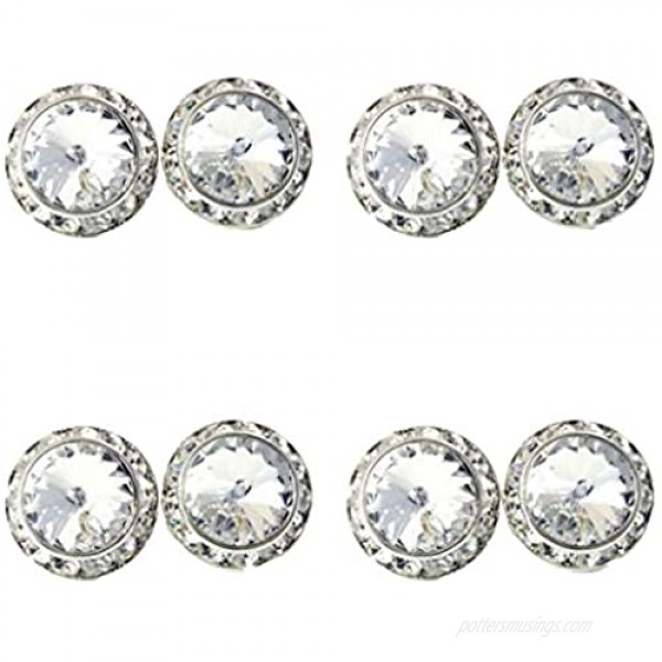 4 Pairs 15mm Rhinestone Round Shaped Acrylic Stone Inside Crystal Ear Studs for Dance Competitions Stage Performance Bridal Party Earrings Jewelry