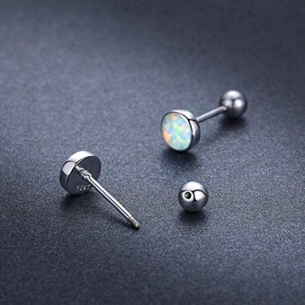 925 Sterling Silver Hypoallergenic Opal Stud Earrings for Sensitive Ear Girls Women Graduation Gifts Birthday Gifts for Teenager Daughter