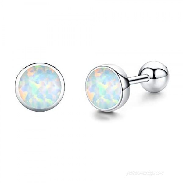 925 Sterling Silver Hypoallergenic Opal Stud Earrings for Sensitive Ear Girls Women Graduation Gifts Birthday Gifts for Teenager Daughter