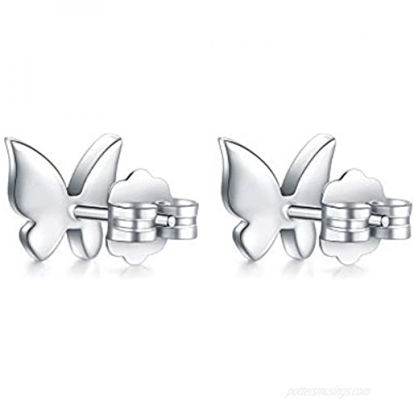 925 Sterling Silver Stud Earrings BoRuo Cubic Zirconia Butterfly Earrings