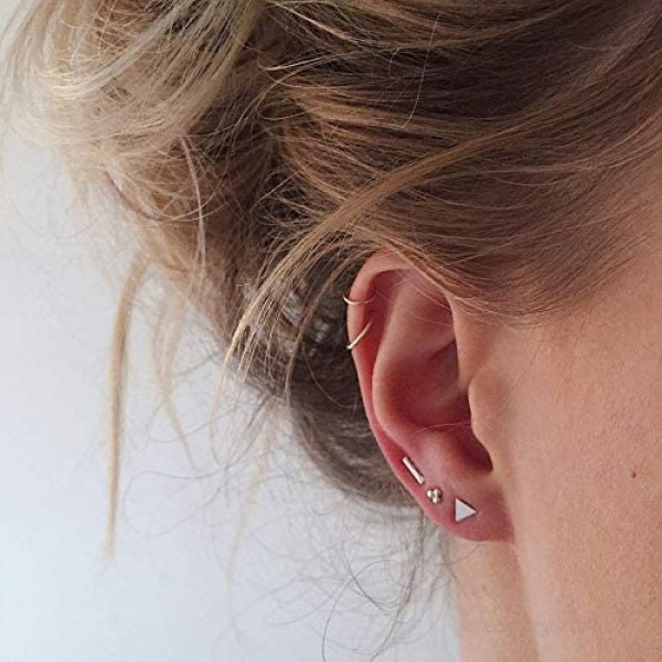 925 Sterling Silver Stud Earrings for Women Men|Hypoallergenic Earrings Stud|4 Pairs of White Gold Plated Sterling Silver Stud Earrings Set for Girls