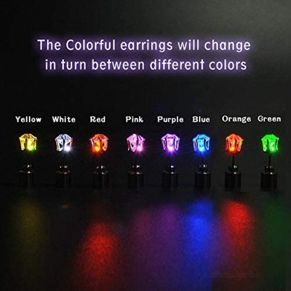 AYAMAYA 5 Pairs Changing Color Light Up LED Earrings Studs Flashing Blinking Earrings Dance Party Accessories Decoration Christmas Gifts for Men Women Mom Wife Girlfriend Friend Boyfriend