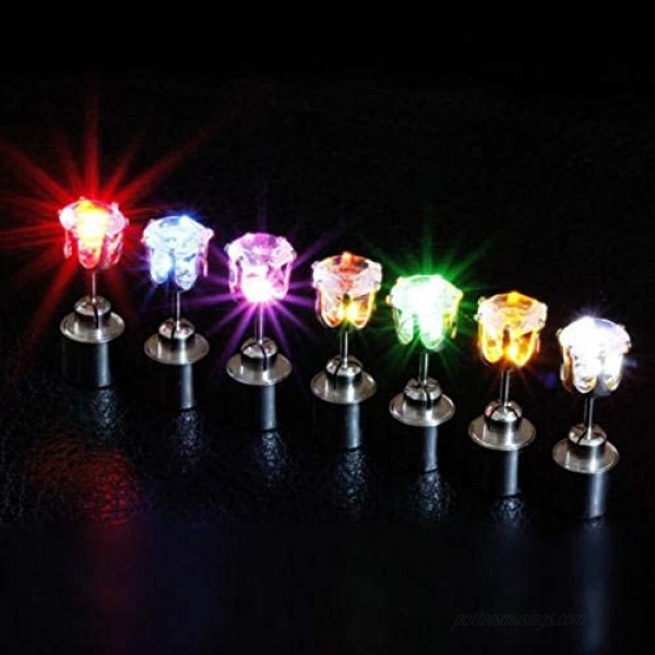 AYAMAYA 5 Pairs Changing Color Light Up LED Earrings Studs Flashing Blinking Earrings Dance Party Accessories Decoration Christmas Gifts for Men Women Mom Wife Girlfriend Friend Boyfriend