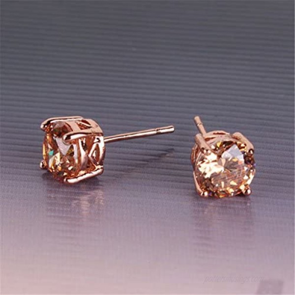 GULICX Rose Gold Tone Yellow Crystal Royal Journey Jewelry Eternity Stud Earring