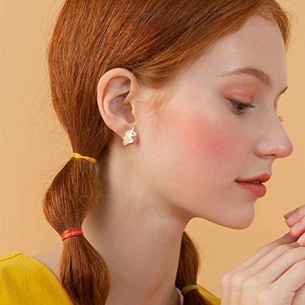 Hanpabum 40Pairs Stainless Steel Stud Earrings for Women Unicorn Candy Little Girls Cute Hypoallergenic Earrings Set