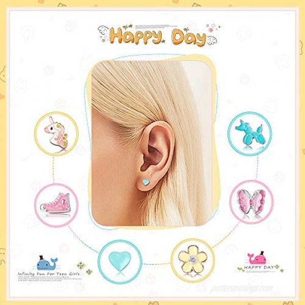 Hanpabum 40Pairs Stainless Steel Stud Earrings for Women Unicorn Candy Little Girls Cute Hypoallergenic Earrings Set