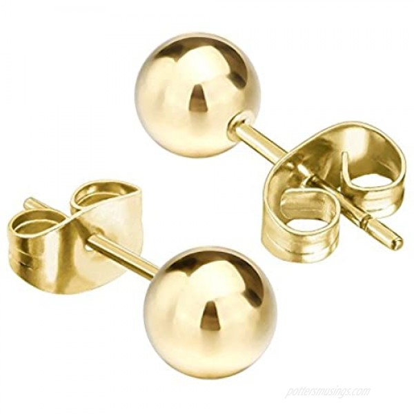 JewelrieShop Ball Earrings 316L Surgical Steel Earrings Round Ball Stud Earrings Set for Women Girls