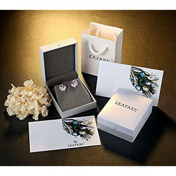 Leafael Infinity Love Heart Stud Earrings with Birthstone Crystal Women's Gifts Silver-tone
