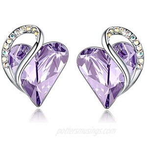 Leafael Infinity Love Heart Stud Earrings with Birthstone Crystal Women's Gifts  Silver-tone