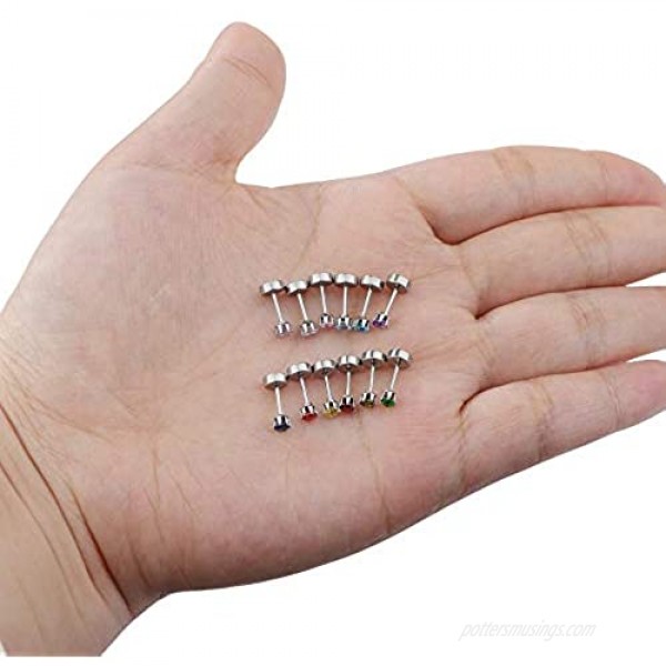 ORAZIO CZ Stud Earrings for Women Men Stainless Steel Cubic Zirconia Screwback Earrings Set
