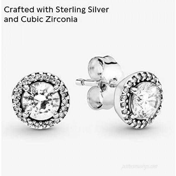 Pandora Jewelry Round Sparkle Stud Clear Cubic Zirconia Earrings in Sterling Silver