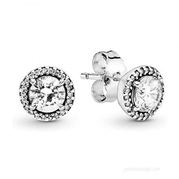 Pandora Jewelry Round Sparkle Stud Clear Cubic Zirconia Earrings in Sterling Silver