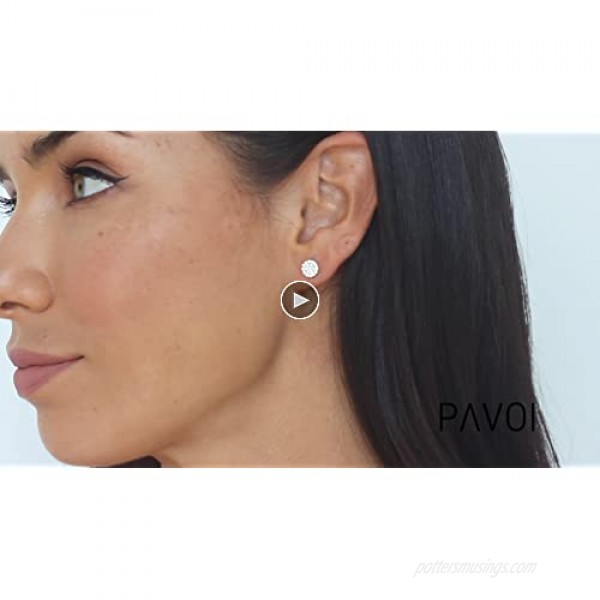 PAVOI 14K Gold Plated Sterling Silver Post Stud Earrings for Women | Pave CZ Mini Disc | Gold Earrings for Women