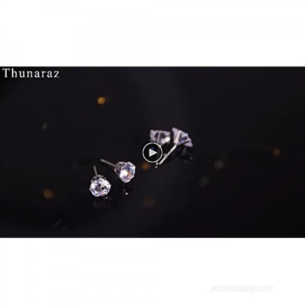 Thunaraz 12Pairs Surgical Steel Stud Earring Set Earring Ball Triangle Heart CZ Earring