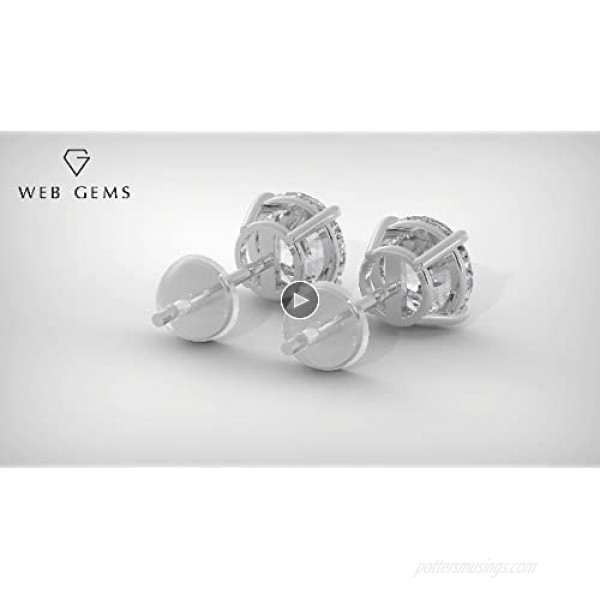 Web Gems Pure Brilliance Swarovski Cubic Zirconia Stud Earrings For Women – Solid 14K Gold Post And 925 Sterling Silver Basket – Premium Quality Faux Diamond Stud