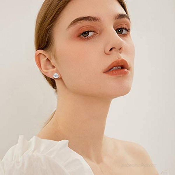 White Gold & Yellow Gold Plated Rose Flower Ear Studs | Rose Gold Hypoallergenic Earrings for Women