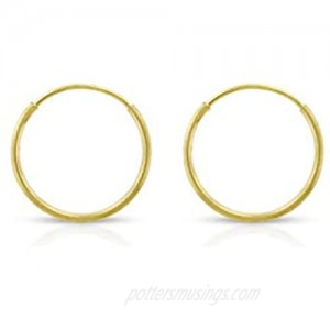 14k Solid Gold Endless Hoop Earrings Sizes 10mm - 20mm and 3-Pair Sets  14k Gold Thin Hoop Earrings  Cartilage Earrings  Helix Earring  Nose Hoop  Tragus Earring  100% Real 14k Gold