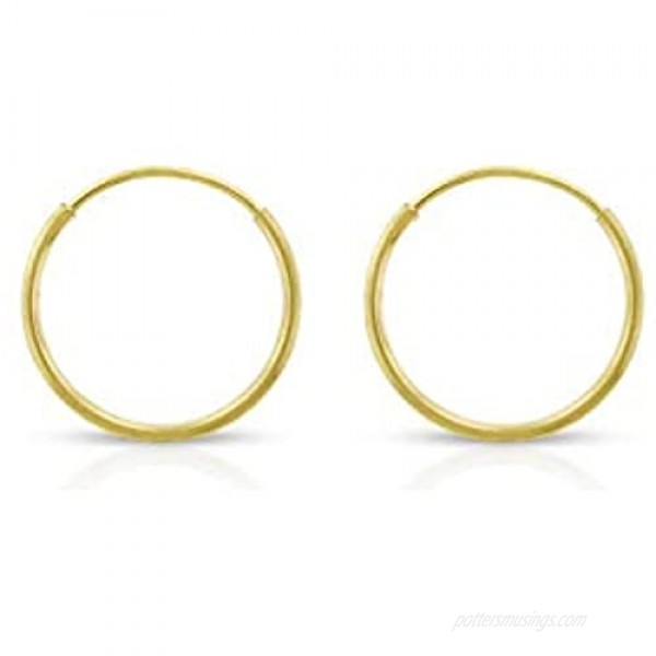 14k Solid Gold Endless Hoop Earrings Sizes 10mm - 20mm and 3-Pair Sets 14k Gold Thin Hoop Earrings Cartilage Earrings Helix Earring Nose Hoop Tragus Earring 100% Real 14k Gold