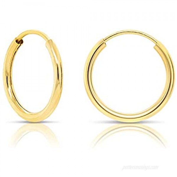 14k Yellow Gold Round Endless Hoop Earrings - 10-18mm