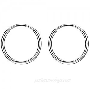 316L Surgical Steel Endless Hoop Earrings with 16g Tube for Women Silver/Gold/Rose Gold/Black 8mm/10mm/12mm