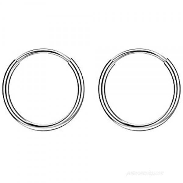 316L Surgical Steel Endless Hoop Earrings with 16g Tube for Women Silver/Gold/Rose Gold/Black 8mm/10mm/12mm