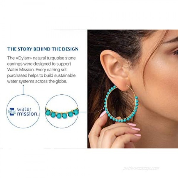 Beaded Hoop Earring - Natural Stone Hoop Earrings for Women Medium Hoop Earrings Gold Hoop Earrings for Women Gold Hoops Earrings for Women