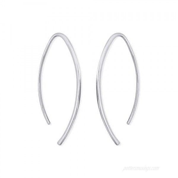 Boma Jewelry Sterling Silver Elliptical Threader Pull Through Hoop Earrings