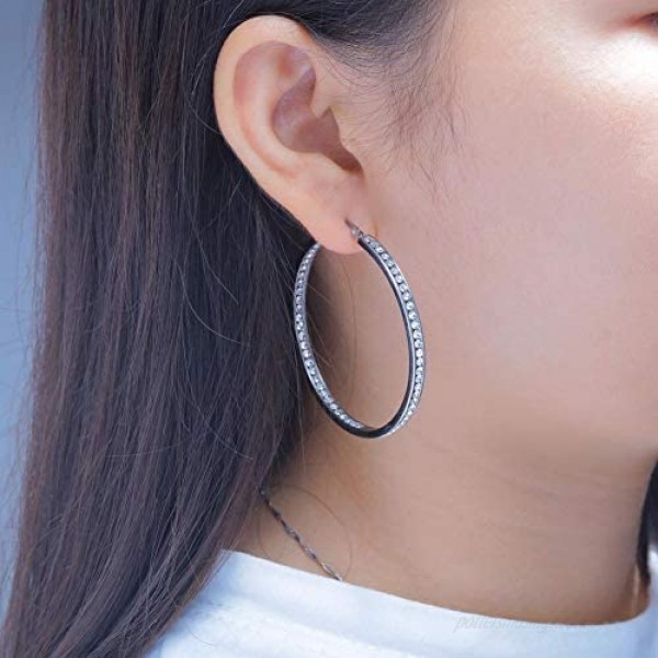 CiNily Mult-colors Crystal Stainless Steel Hoop Earring for Women Hypoallergenic Jewelry for Sensitive Ears Large Big Hoop Earrings 2