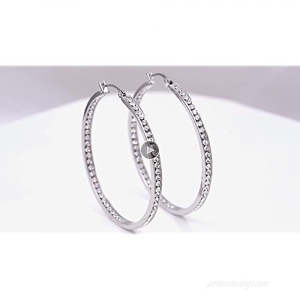 CiNily Mult-colors Crystal Stainless Steel Hoop Earring for Women Hypoallergenic Jewelry for Sensitive Ears Large Big Hoop Earrings 2