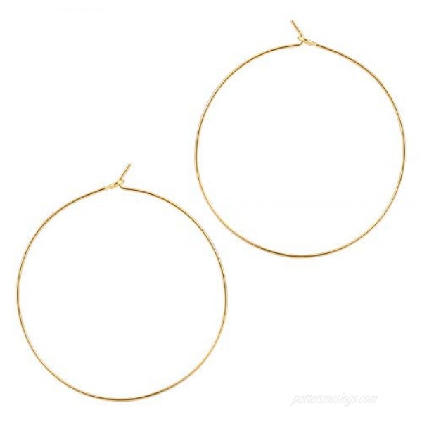 ESMATOO Thin Gold Hoop Earrings for Women - Hypoallergenic Lightweight Gold Hoop Earrings Dainty - Large