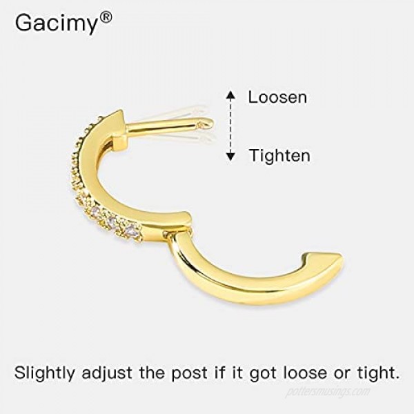 Gacimy Hoop Earrings for Women 14K Gold Cartilage Stud Small Huggie Ear Cuff