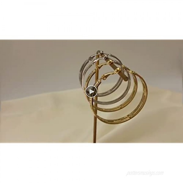 GANADARA Cubic Zirconia Hoop Earrings for Women - 14K Gold Plated 925 Sterling Silver Shiny Wide Round Hoop Earrings