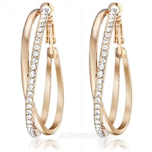 Gemini Women's Jewelry 18K Gold Plated CZ Diamond Hoop Pierced Earring for Women Valentine's Day Gifts Gm032