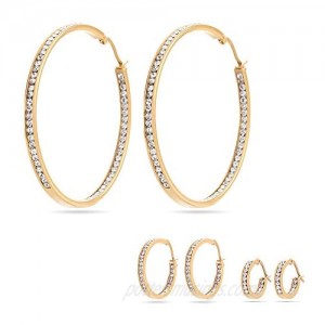 Gold Hoop Earrings Big Circle Huggie Earrings for Women Brilliant Crystal Jewelry Charm Hypoallergenic Dainty for Mothers Day Gift Sensitive Ears 1.97in 1.06in 0.67in