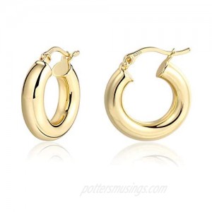 Gold Hoop Earrings for Women | Hypoallergenic Sterling Silver Post Thick Chunky Hoop Earrings for Girls