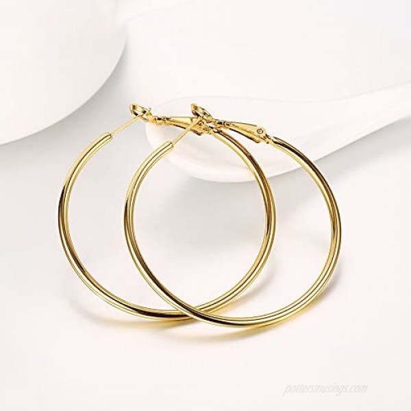 Hoop Earrings 18K Gold Plated Rounded Hoops Earrings for Women
