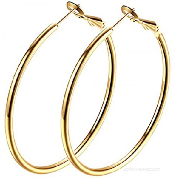 Hoop Earrings 18K Gold Plated Rounded Hoops Earrings for Women