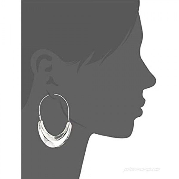 Lucky Brand Women's Silver Organic Hoop Earrings Silver One Size